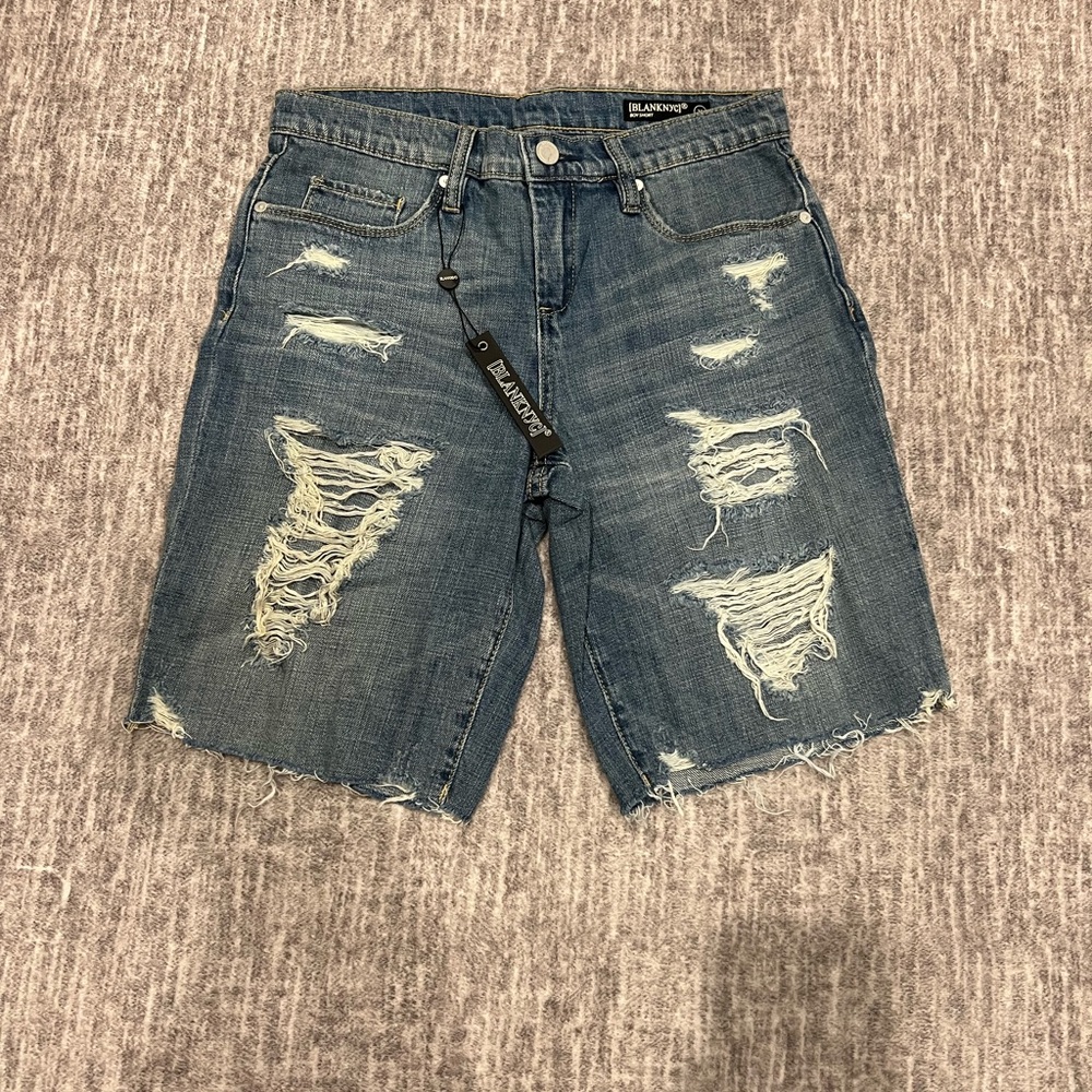 430. Blank NYC Distressed Blue Jean Shorts